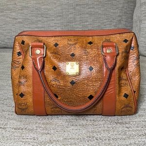 Authentic MCM Cognac Boston Bag. Made in Germany Golf Collection